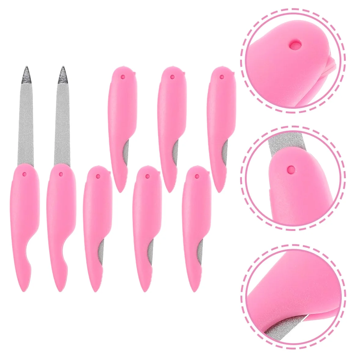 8 Pezzi Piccolo Lima Unghie Pieghevole in Metallo Rosa | Abs, Doppia Faccia per Modellare e Levigare, Uso Domestico o Salone, Formato Portatile