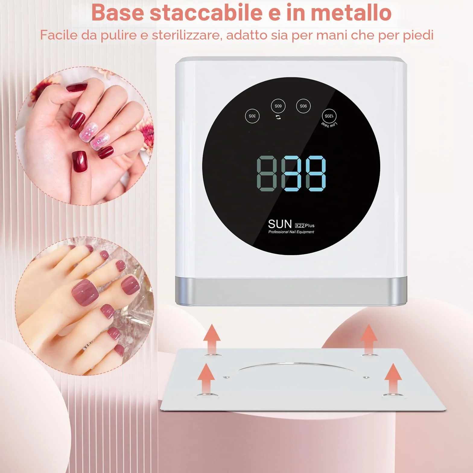 NAILGIRLS Lampada UV LED Unghie 150W Professionale con Sensore Automatico e Display LCD 4 Timer