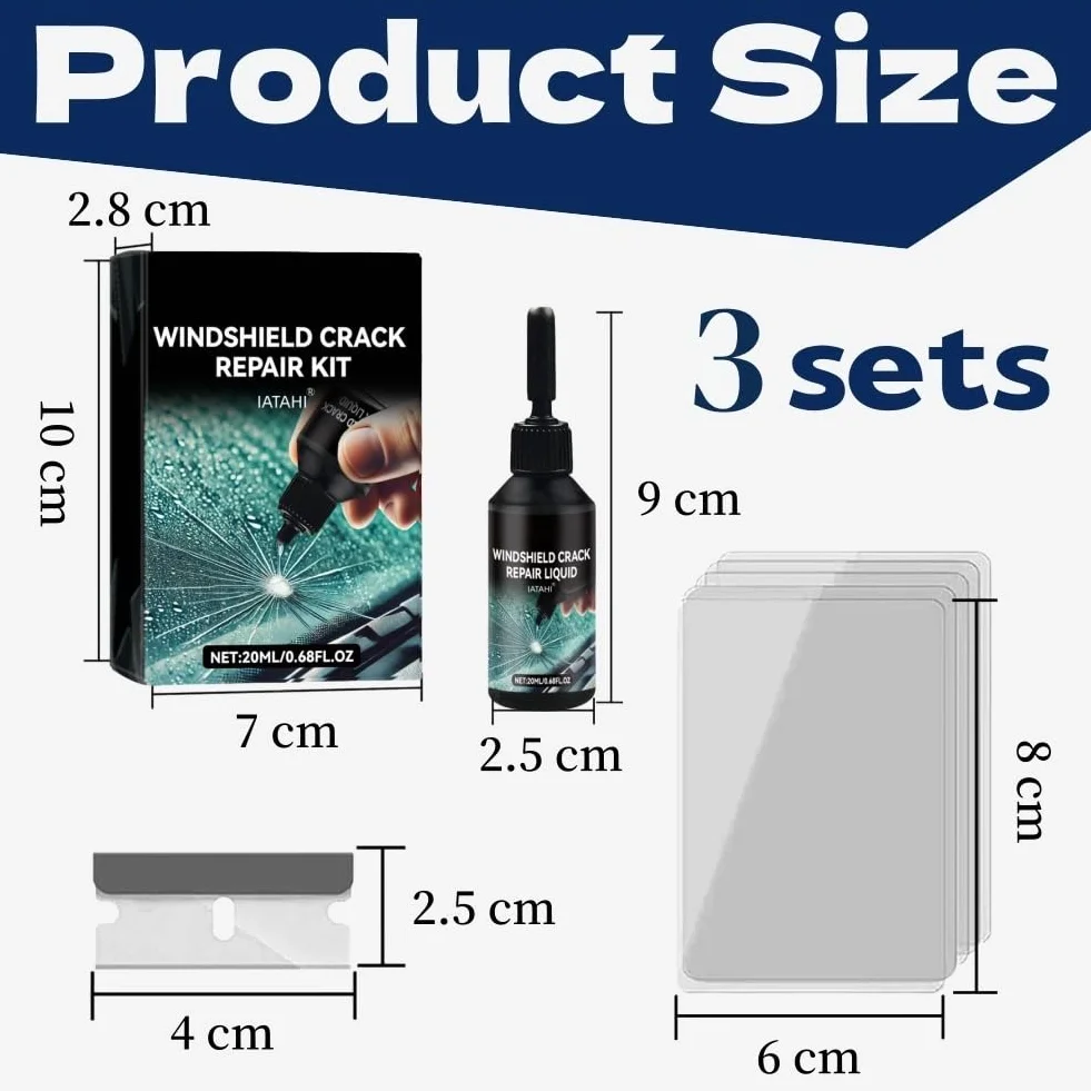 Kit Riparazione Crepe Vetro 3pcs Parabrezza Auto