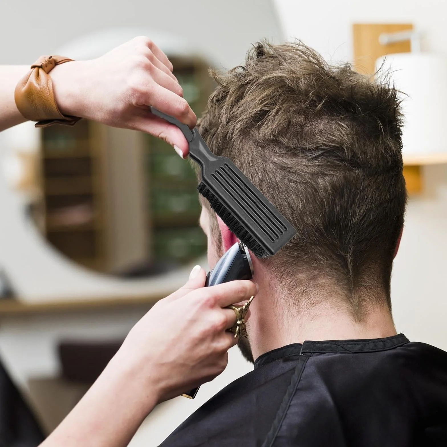 3 pennelli da parrucchiere, set di pennelli per il collo, per parrucchiere, per il collo, per capelli, per il barbiere, per la pulizia dei capelli, per la rimozione della polvere, colore nero