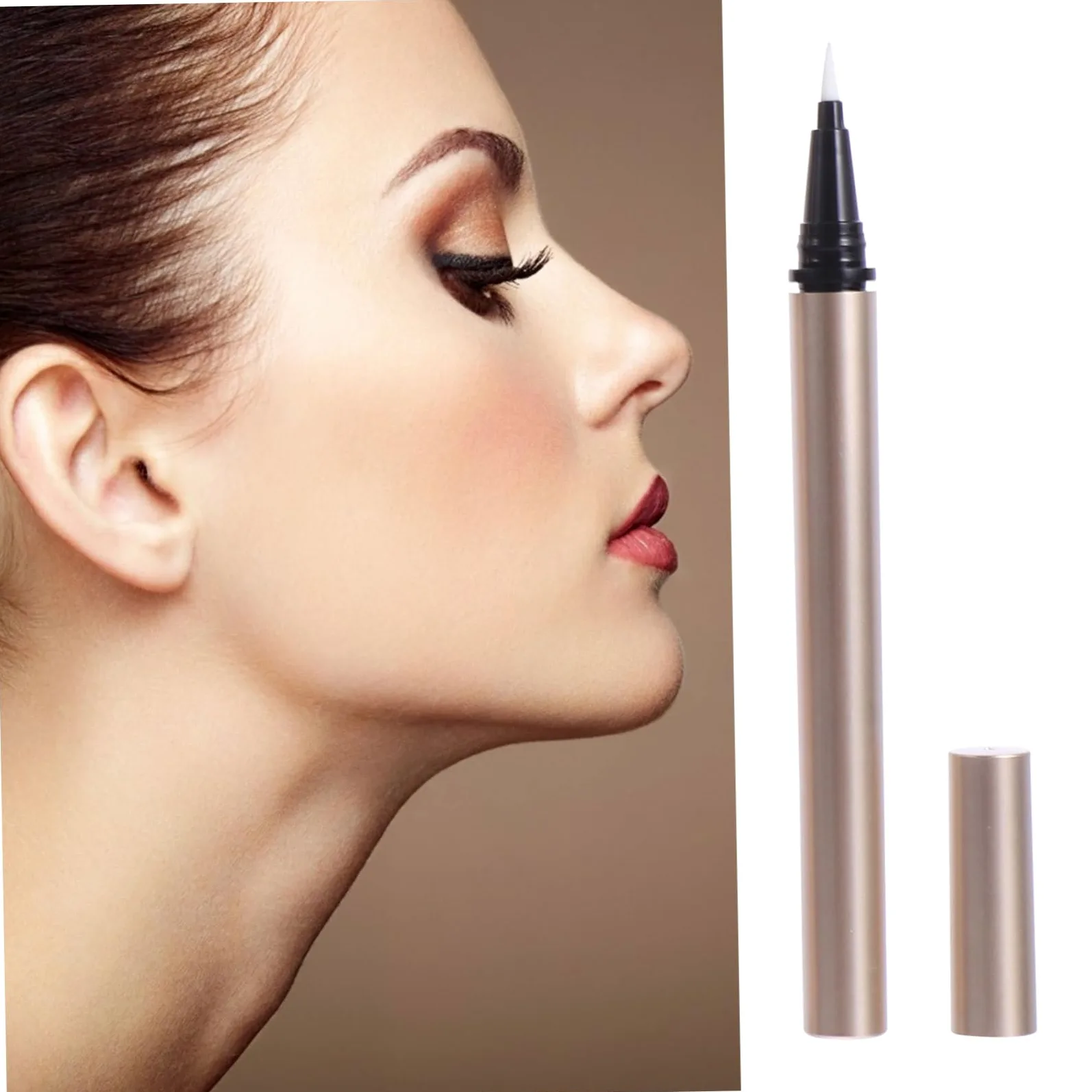 Set da 5 Tubetti Vuoti per Eyeliner 1ml in Plastica Color Oro Ricaricabili e Leggeri per Rivenditori di Cosmetici
