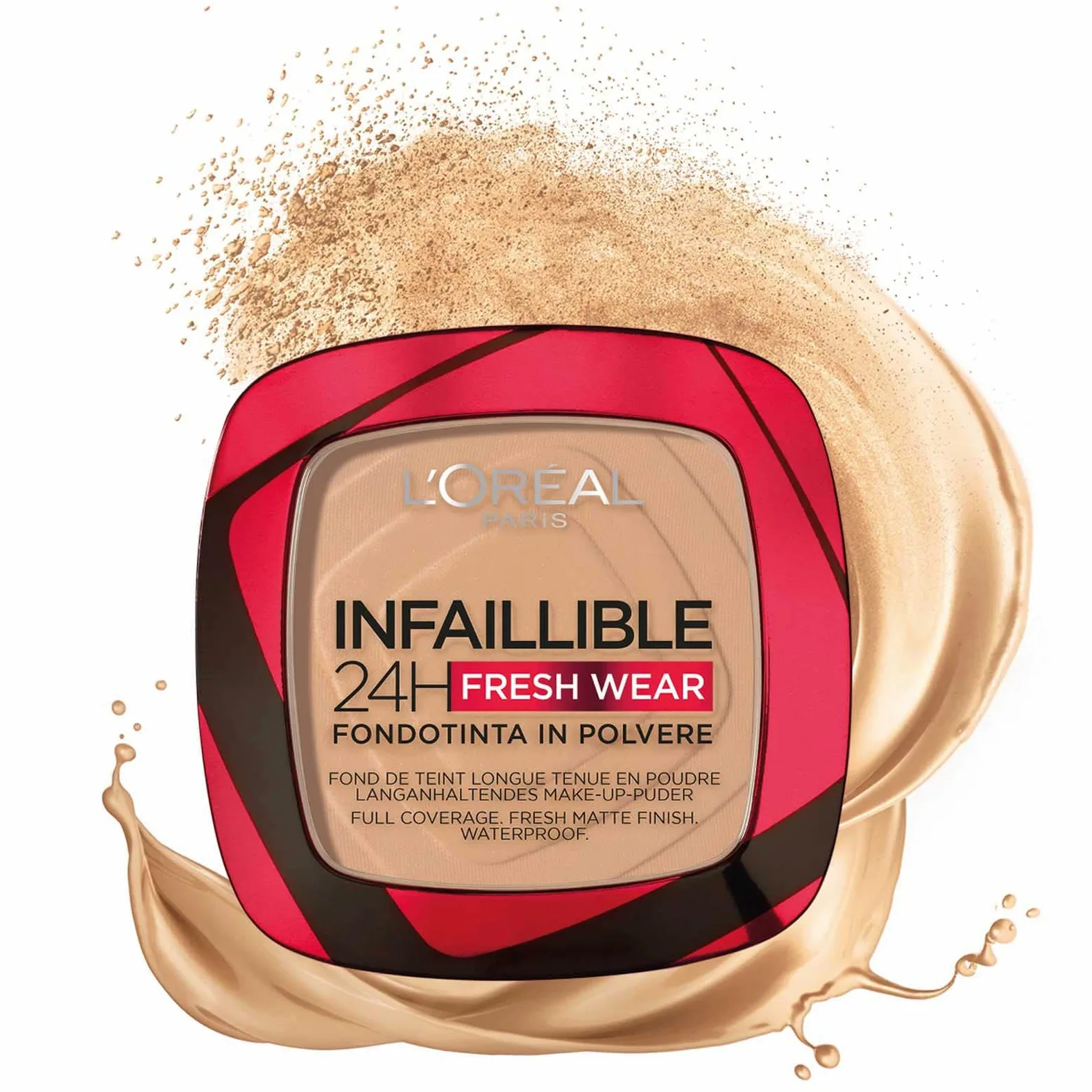 L'Oréal Paris Infaillible 24H Fondotinta in Polvere Fresh Wear Waterproof Ultra Coprente a Lunga Durata Opacizzante e Traspirante Colore 140 Golden Beige - 2 Cosmetici