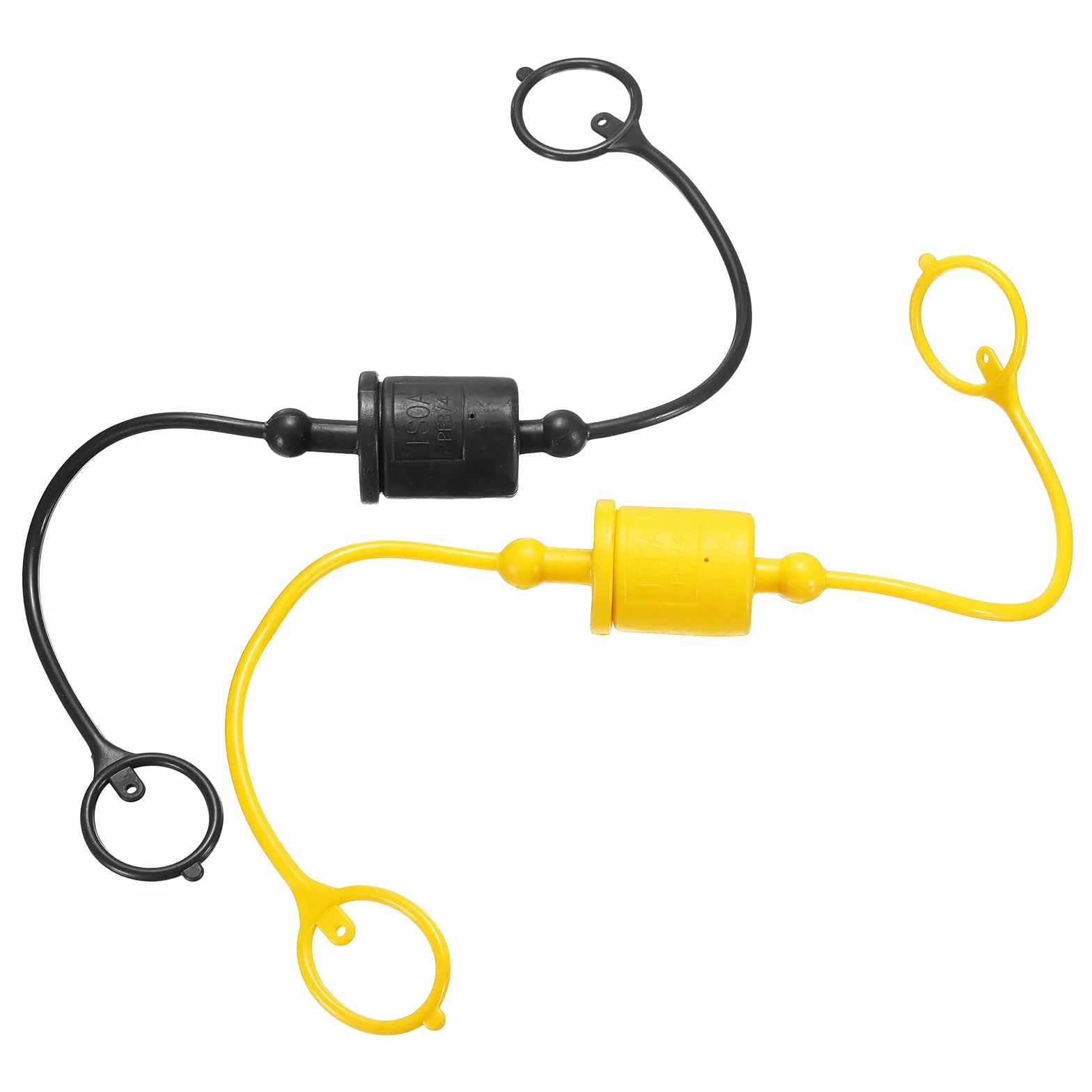 sourcing map Set di 2 tappi antipolvere e tappi per tubo idraulico da 3/4, tappo antipolvere maschio ISO-A e tappo femmina, scollegatore d'aria rapido con anello di ritenzione, nero/giallo