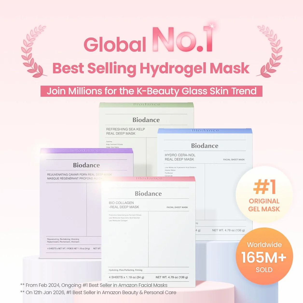 BIODANCE Bio-Collagen Real Deep Mask Maschera Viso Notturna Idrogel Idratante Rimpolpante Minimizza Pori Migliora Elasticità K-Beauty Skincare Coreana 4 Pezzi