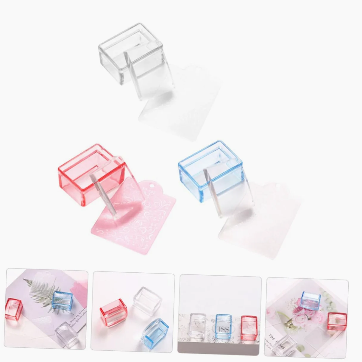 FRCOLOR 4 Set Di Timbri Per Manicure Sigilli Per Unghie Set Di Strumenti Per Il Trasferimento Per Creazioni Di Nail Art A Casa 3 Pezzi * 4