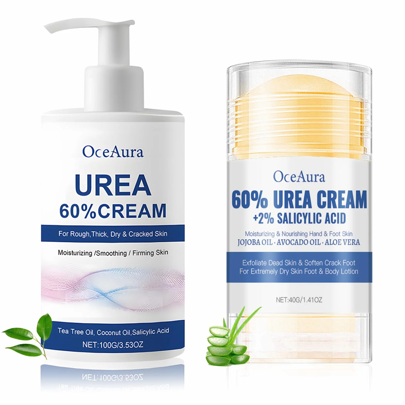 Crema Piedi Urea 60%,Crema Urea,100g panna Idratante +40g Foot panna Stick,Un'idratazione Profonda,per la Riparazione di e Mani,lozione per Piedi per Pelle Secca,Screpolata