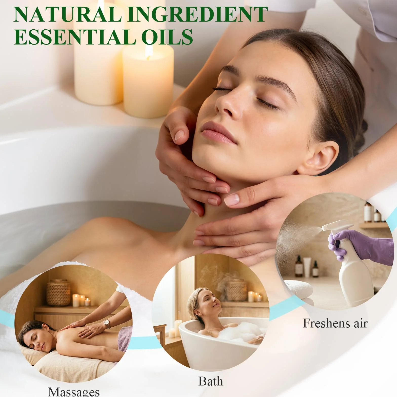 Oli Essenziali Set per Diffusore 6x10ML Aromaterapia Lavanda Menta Piperita Eucalipto Arancia Dolce Tea Tree Lemongrass