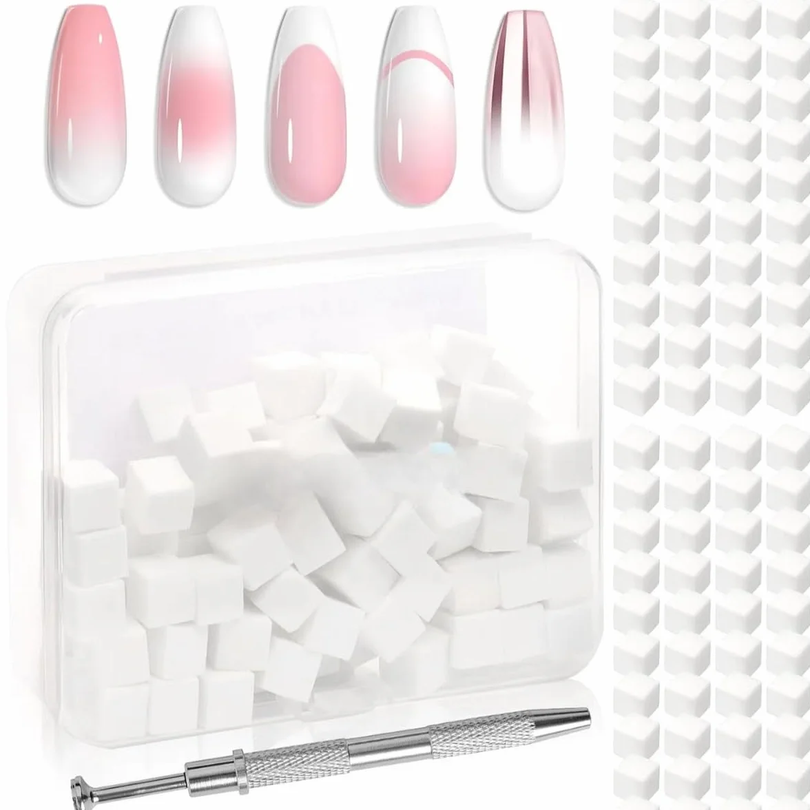 125 Pezzi di Spugna Unghie con Pinza Metallica, Pennelli Unghie, Unghie Ombre Design, Strumenti per la Nail Art Pennello di Spugna, Usato per Creare una Varietà di Modelli di Nail Art Sfumati