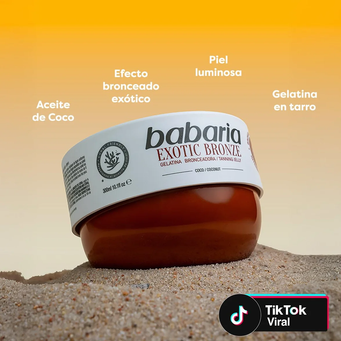 Babaria Gelatina Abbronzante Cocco Bronzo Intenso Acceleratore Abbronzatura Resistente all'Acqua Vegana 300 ml
