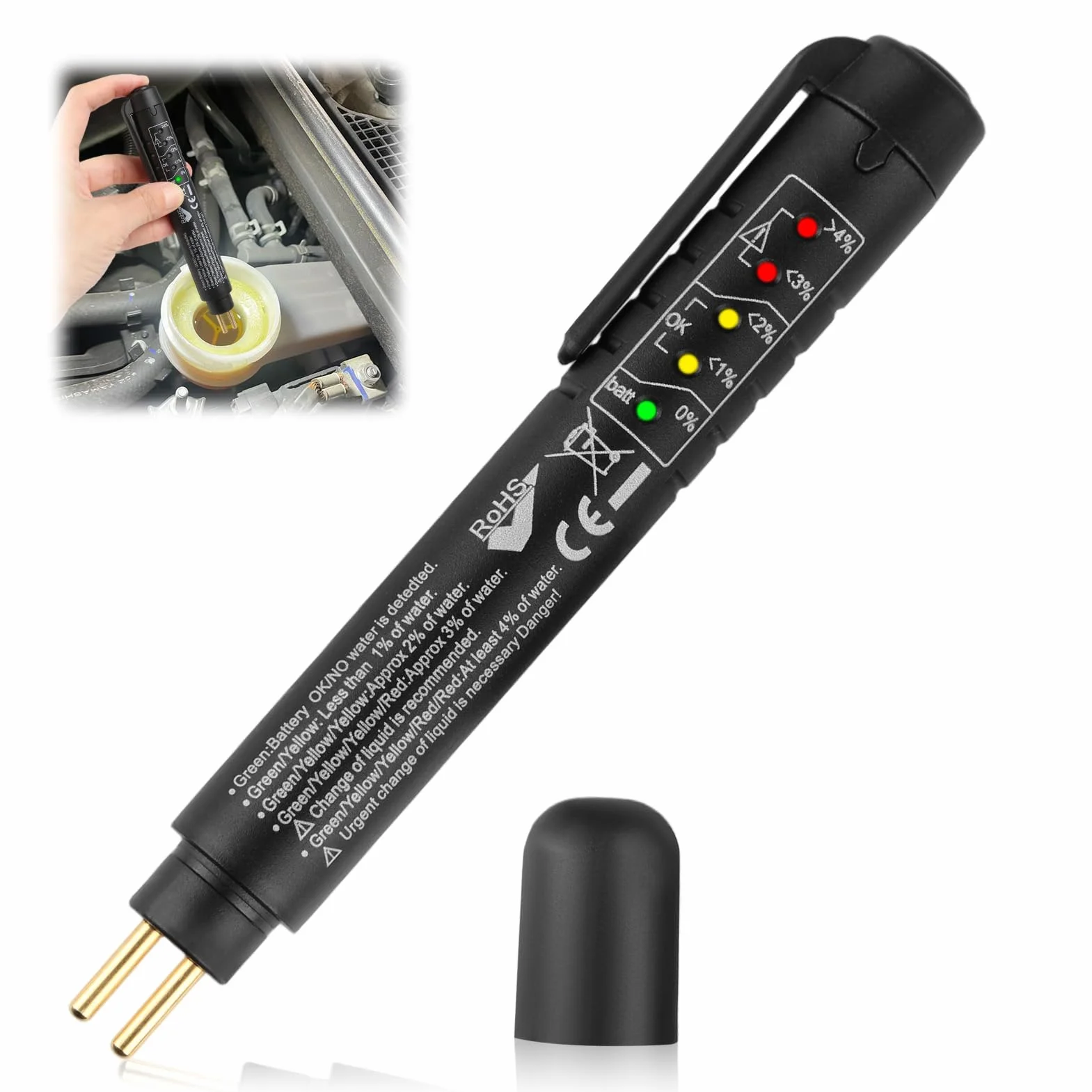 Aivane Tester Liquido Freni DOT3 DOT4 DOT5 LED Indicatore Universale Portatile Rilevatore Umidità Automotive