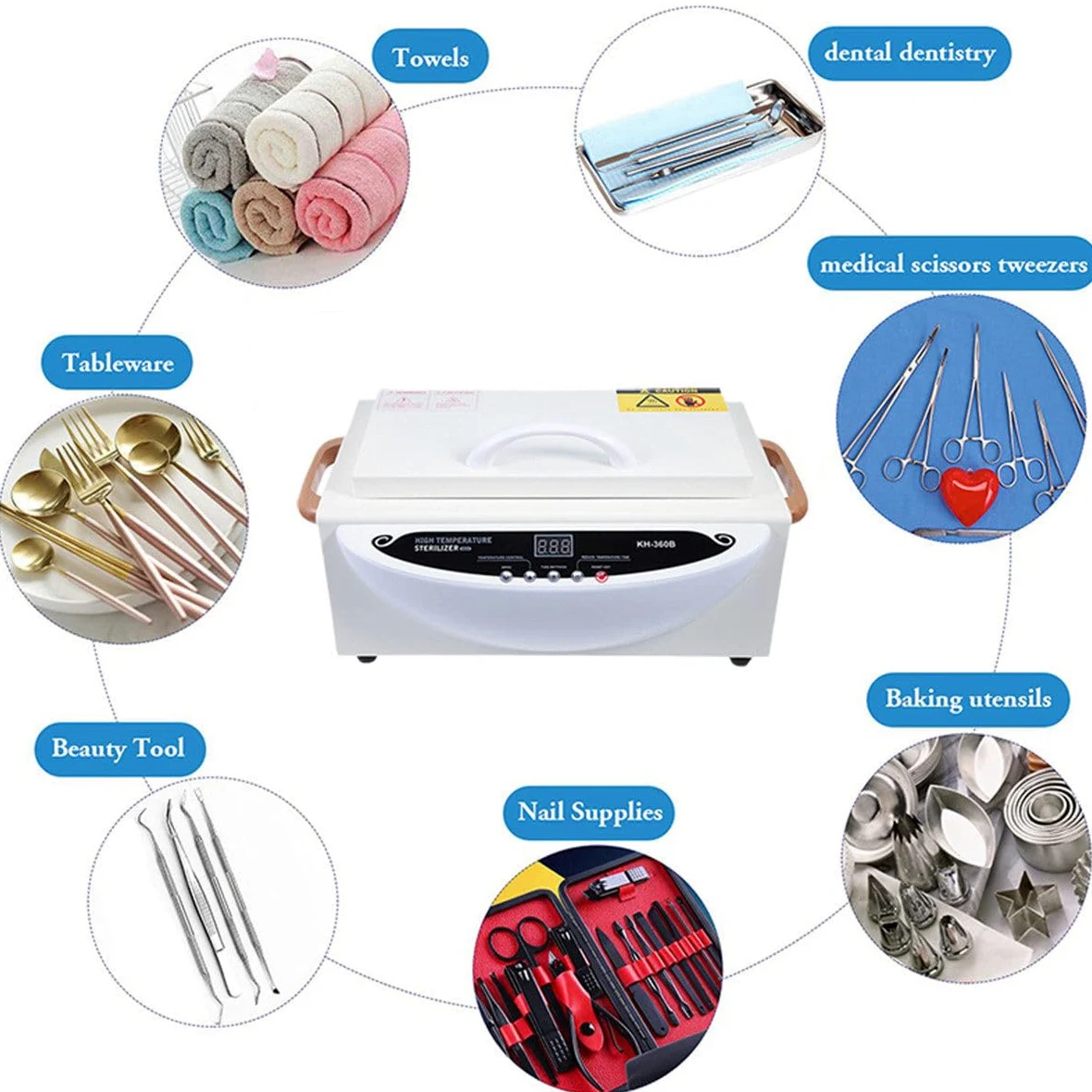 Sterilizzatore Ad Alta Temperatura 220℃, Sterilizzatore Portatile A Calore Secco Da 300 W E 2,2 L Per Strumenti Per Unghie Con Timer (0-120 Min), Per Dentistico, Per Tatuaggi E Saloni Di Manicure