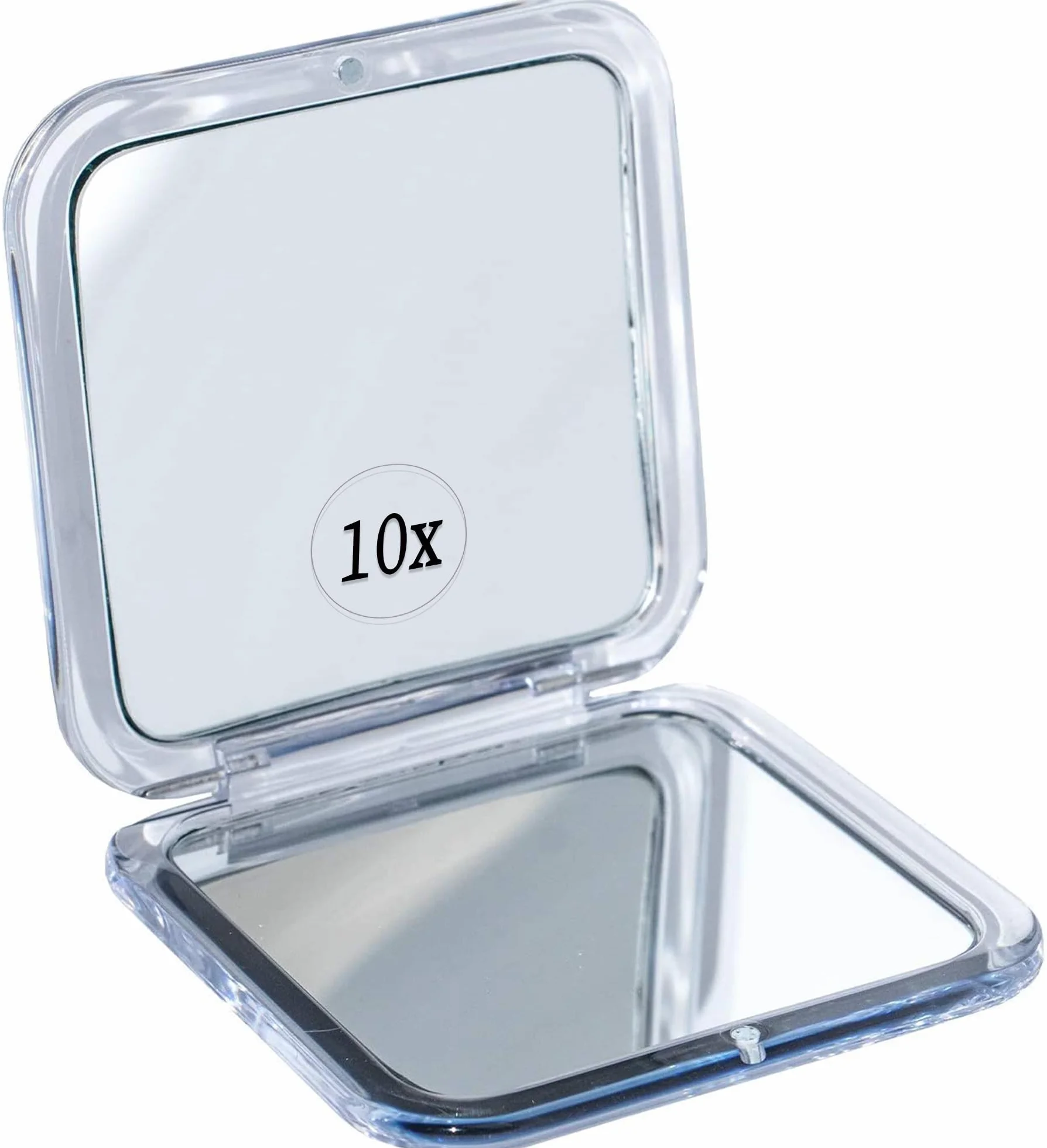 MIRRORVANA Miroir grossissant 10X compact pliable poche sac à main voyage maquillage argenté