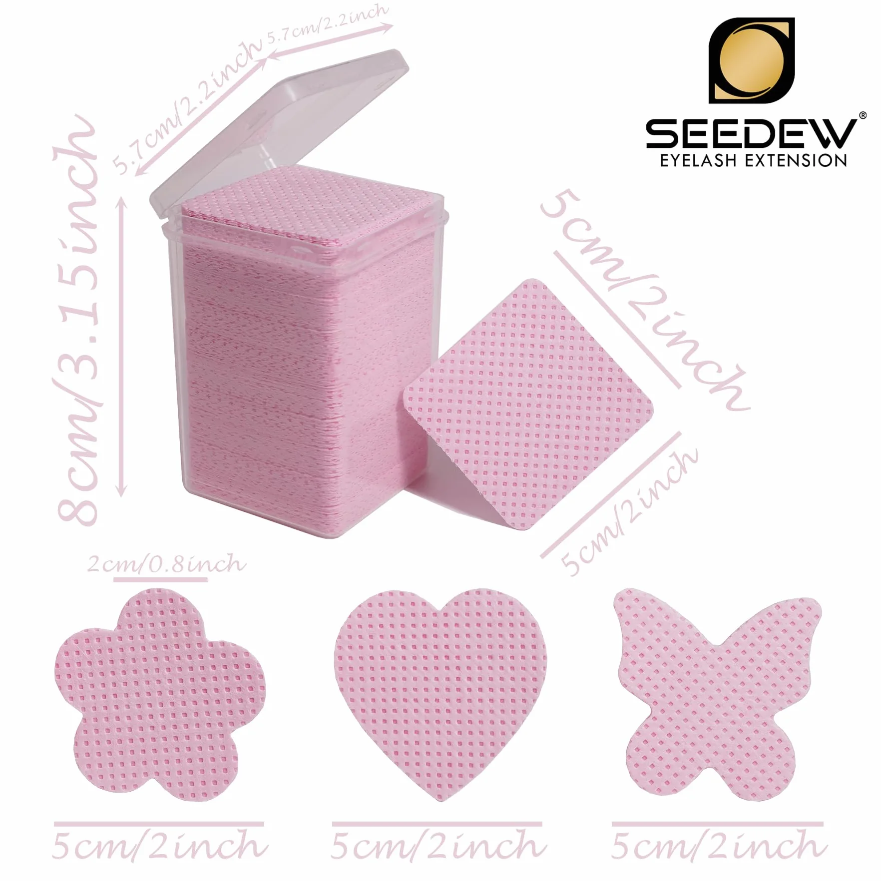 200 Pezzi Salviette Colla Ciglia, Panno Magico Senza Pelucchi, Panni per la Pulizia di Colla, Extension Ciglia, Unghie (1 Scatola) (Confezione Semplice) - (Forma di Cuore, Rosa)