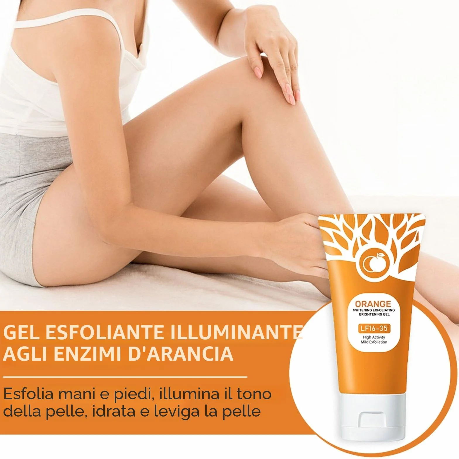 Gel esfoliante arancione, gel idratante per viso e corpo, esfoliante viso per pulizia profonda, esfoliante viso naturale all'arancia (2 pezzi)