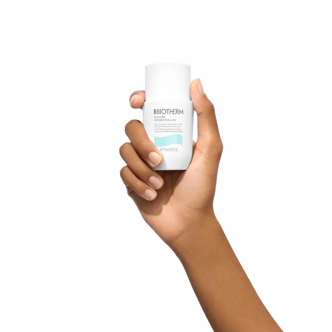 BIOTHERM, Deo Pure Invisible Roll-On, Deodorante Roll-On Antitraspirante, Efficace fino a 48H, Anti Macchie Bianche e Gialle sui Vestiti