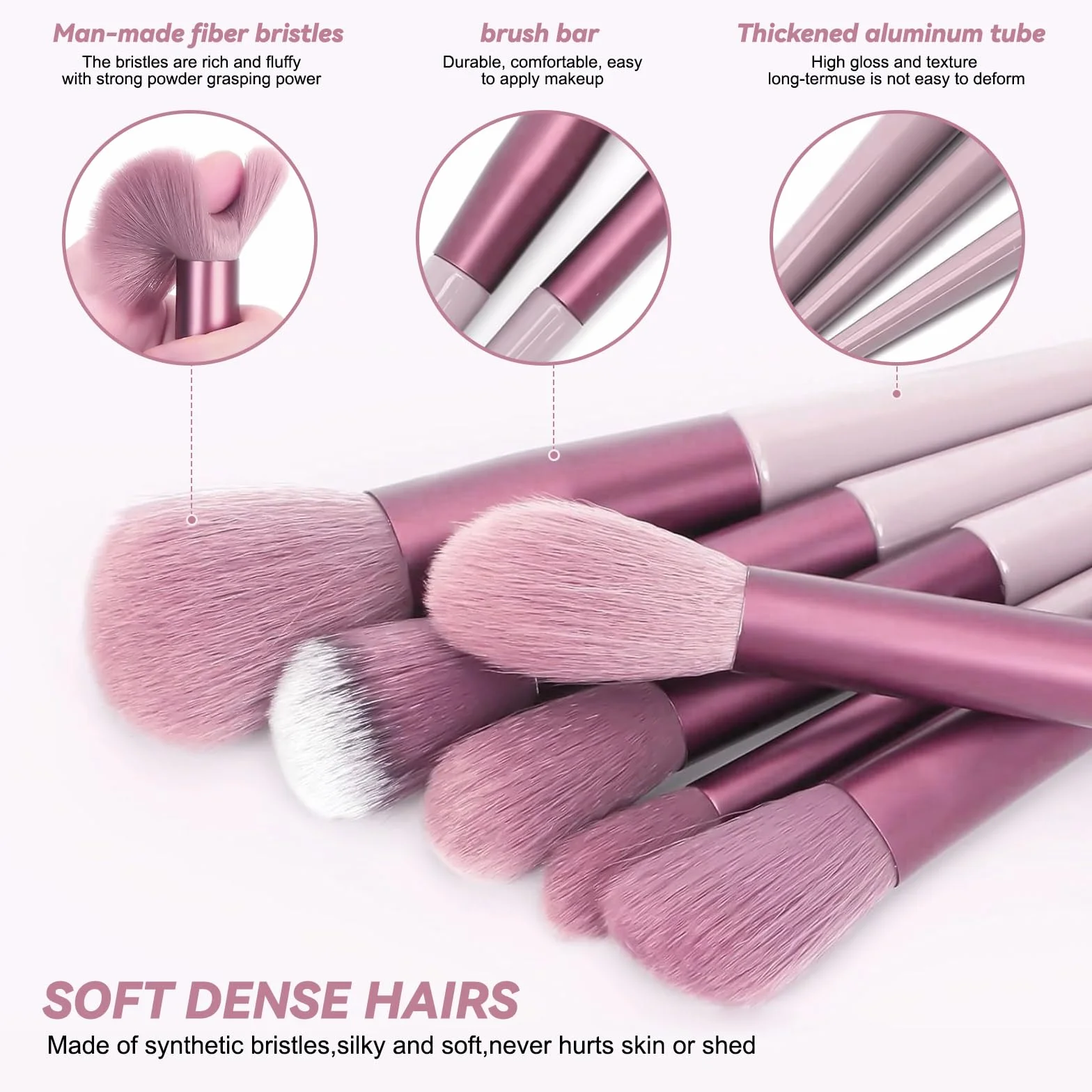 aweskmod Pennelli Trucco 13 Pezzi Set Viso e Occhi, Pennelli Make Up Professionali Set, Sintetico Contorno Fard Ombretti Correttori Fondazione Trucco Pennelli