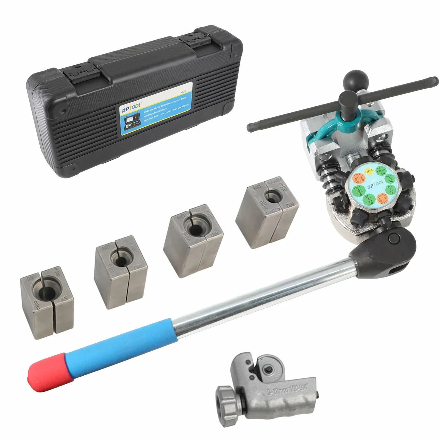 DPTOOL Kit Svasatura Tubi Freno 45° 3/16" 1/4" 5/16" 3/8" 4,75 mm Acciaio
