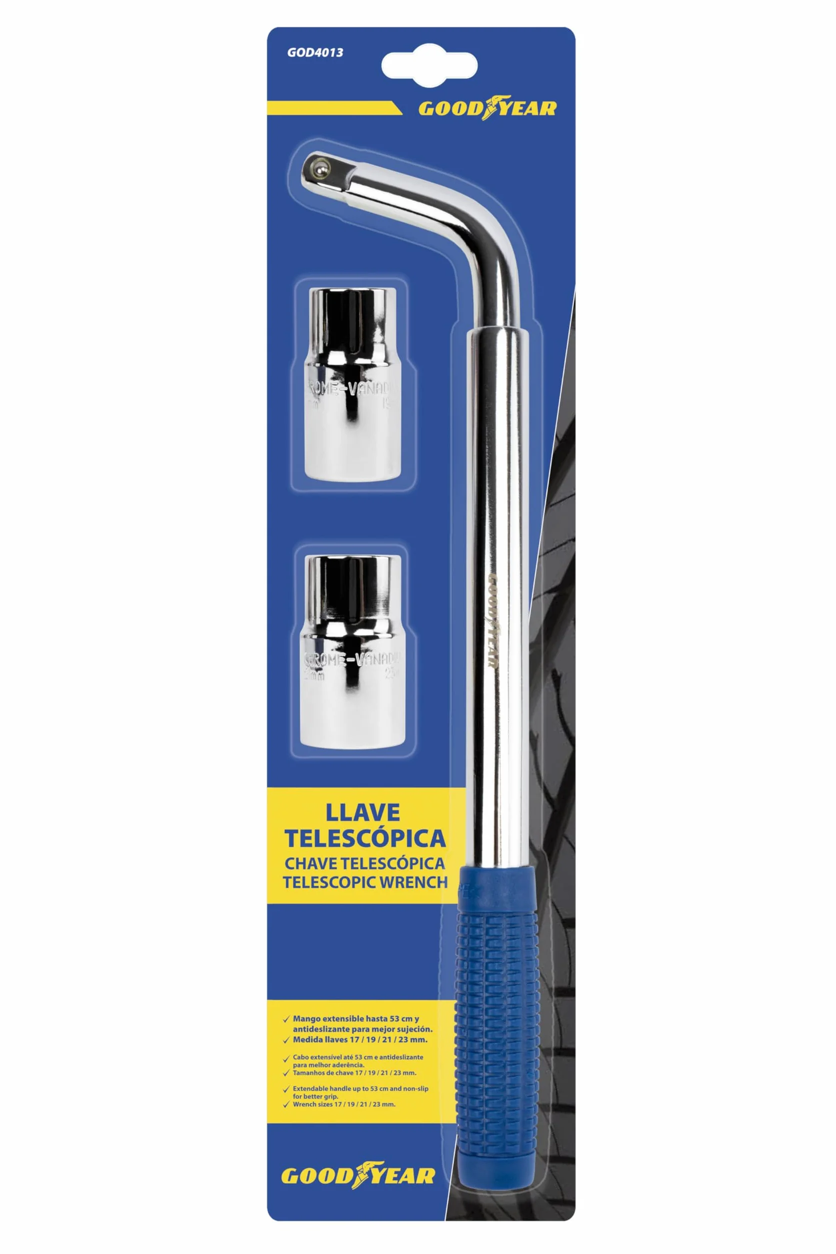 Goodyear Chiave per ruote telescopica Estendibile 17 mm 19 mm 21 mm 23 mm