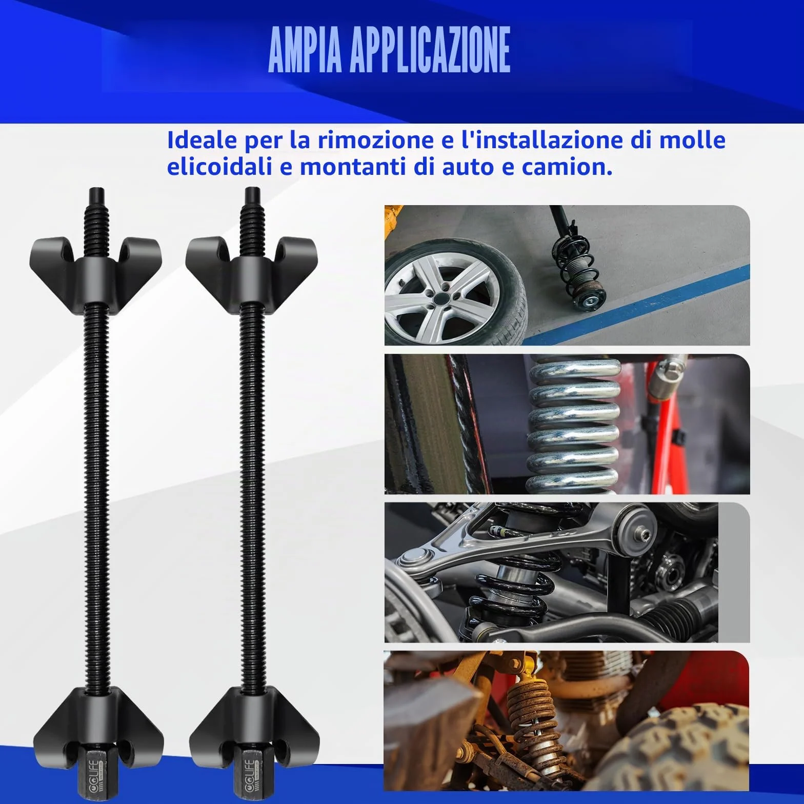 CCLIFE 2 Pezzi Compressore Molla Ammortizzatori per Auto Strumenti Estrattore Molle 370mm