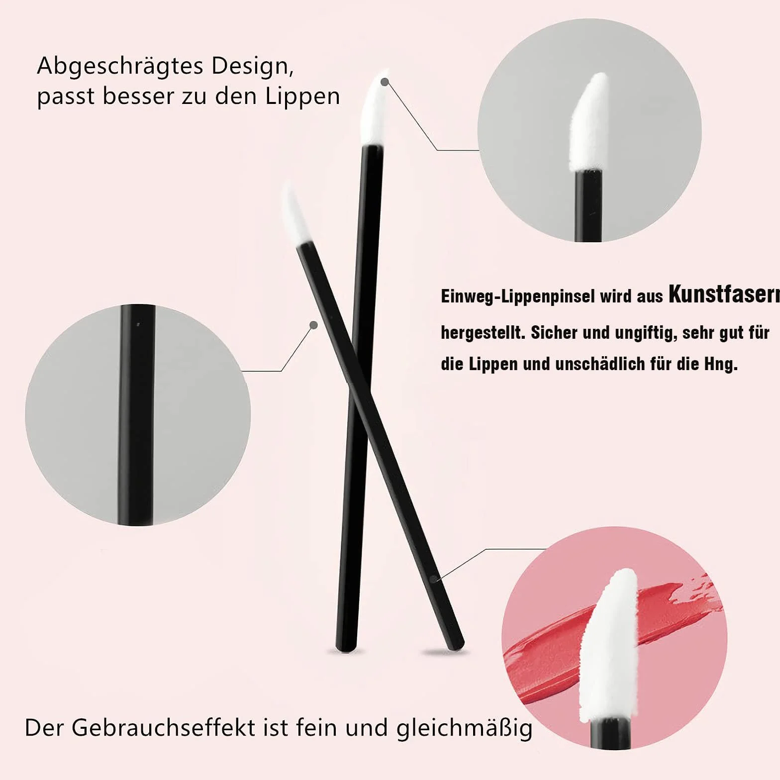 VEGCOO 300 pennelli per rossetto, usa e getta, pennello per labbra perfetto (nero)