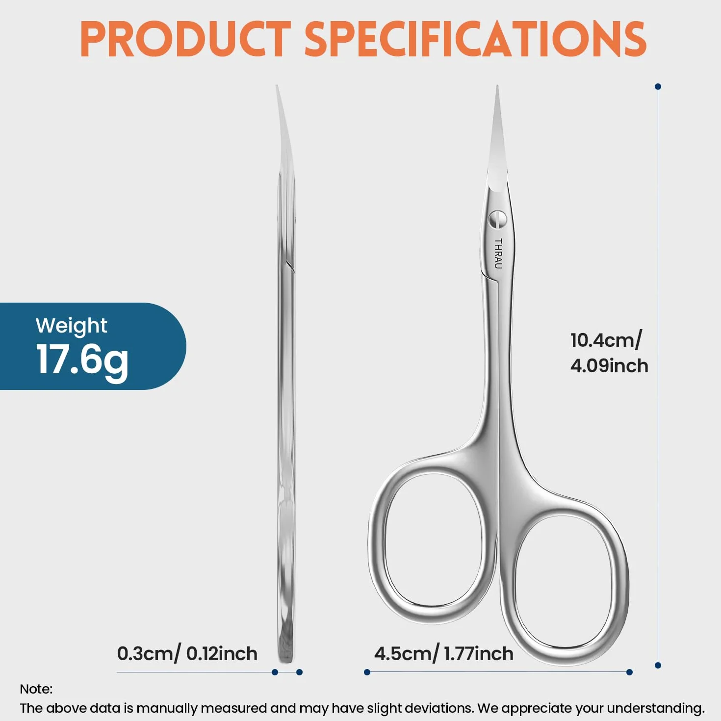 Forbici per Cuticole Acciaio Inox Chirurgico Punta Ricurva Affilata Manicure