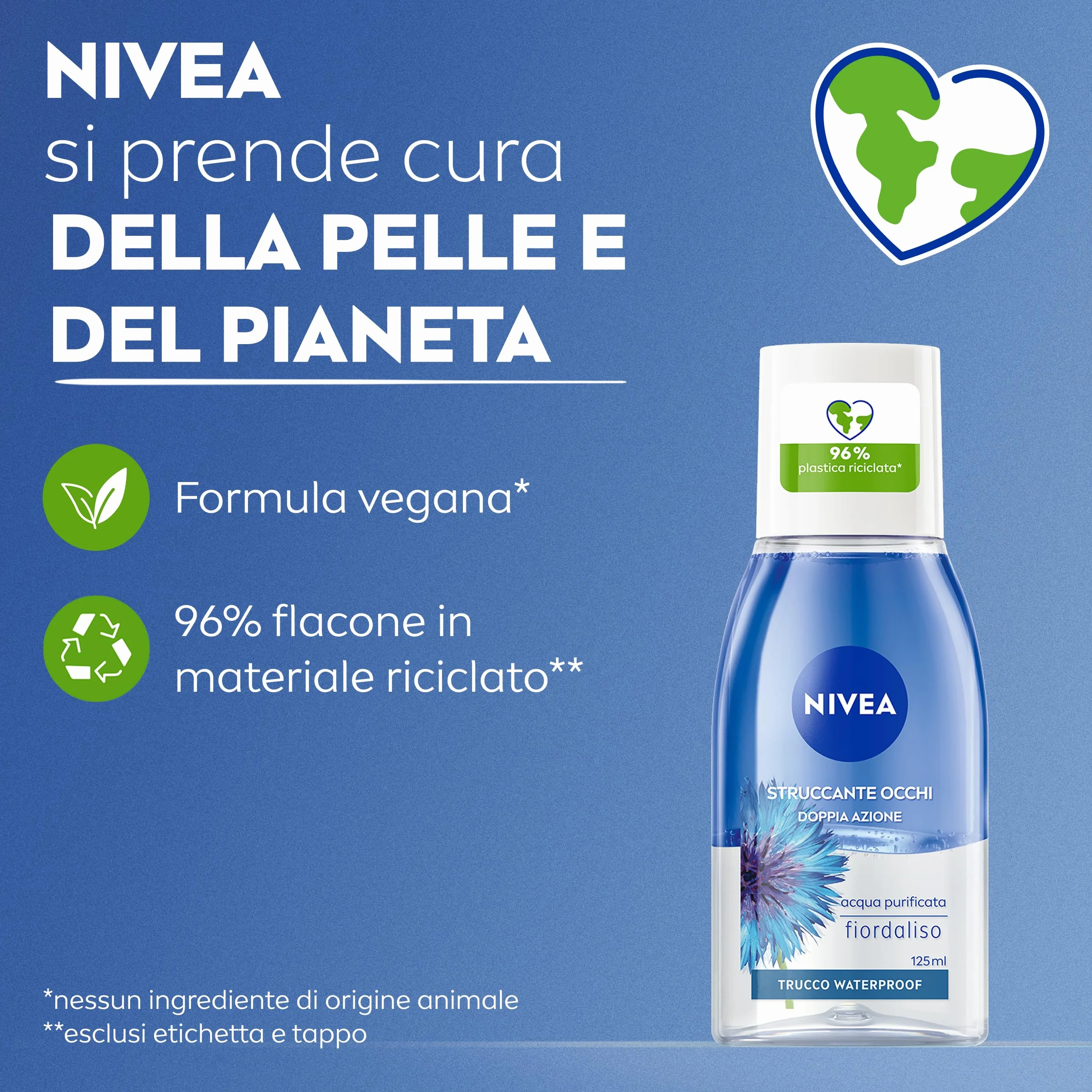 NIVEA Struccante Occhi Doppia Azione 6 x 125 ml, Bifasico Waterproof