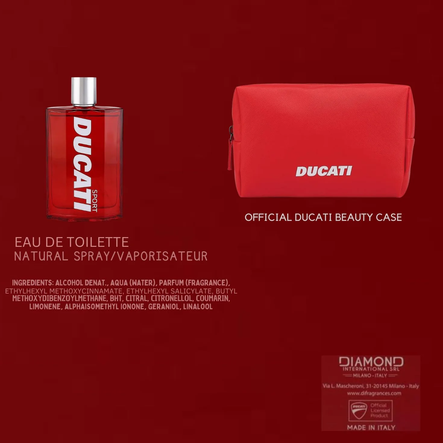 DUCATI SPORT | Set Regalo, Profumo Uomo da 100ml + Beauty Case
