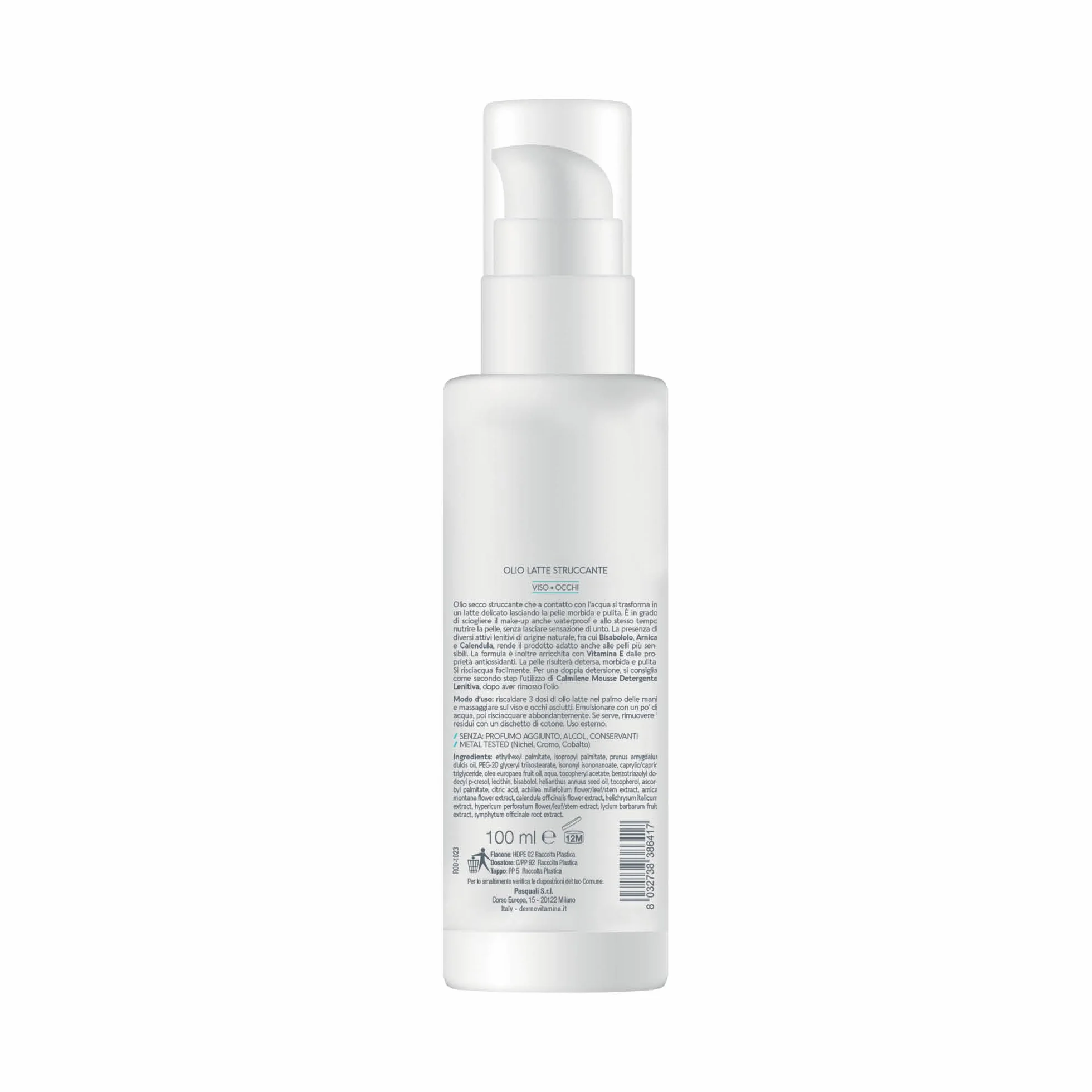 Dermovitamina Calmilene Olio Latte Struccante 100ml - Struccante Viso e Occhi Waterproof per Pelli Sensibili