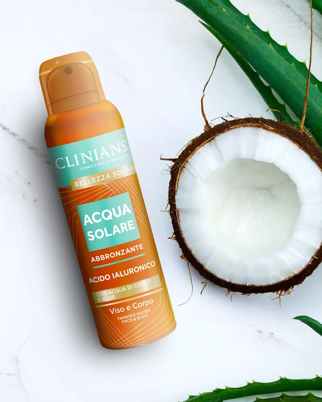 CLINIANS Acqua Solare Abbronzante Viso & Corpo con Acido Ialuronico 150mL