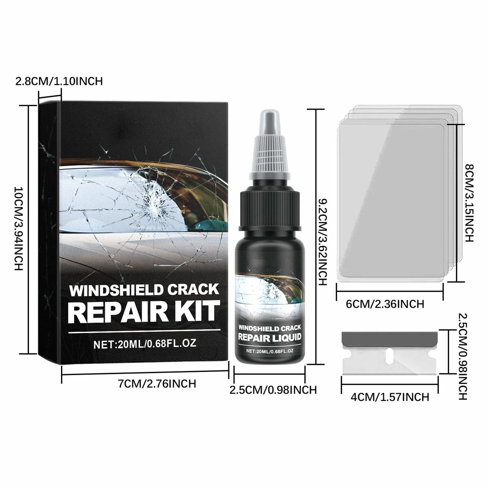 Liquido riparatore crepe parabrezza nanocristalli colla vetro