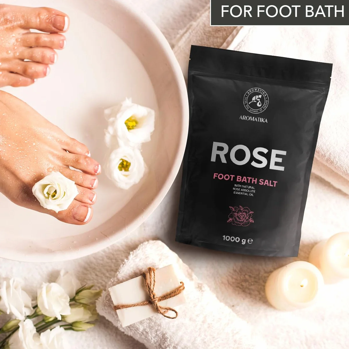 Set Sale per Pediluvio Lavanda e Melissa - Menta Piperita e Tè - Rosa 3x1000g - Pediluvio al Sale Marino Naturale - Pediluvio - Unghie - Pedicure - Sali Profumati da Bagno