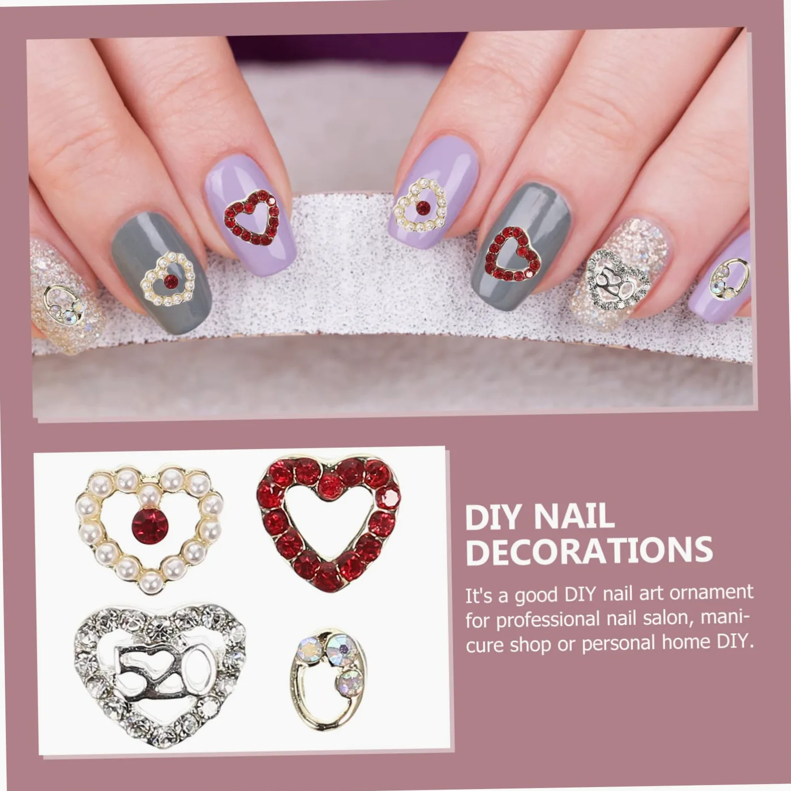 ABOOFAN 120pezzi Ciondoli Per Unghie Forma Di Cuore Decorazioni Per Nail Art Strass Per Feste e Regali Di