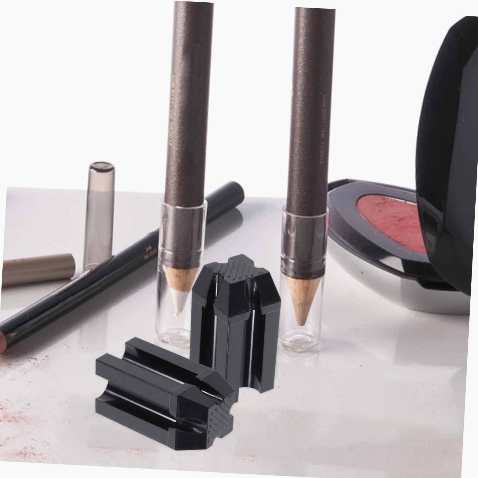 MAGICLULU 5 Set Temperamatite Per Sopracciglia Strumento Per Il Trucco Temperamatite Doppio Per Eyeliner Rossetto Coperchio Staccabile Nero 3 Pezzi * 5