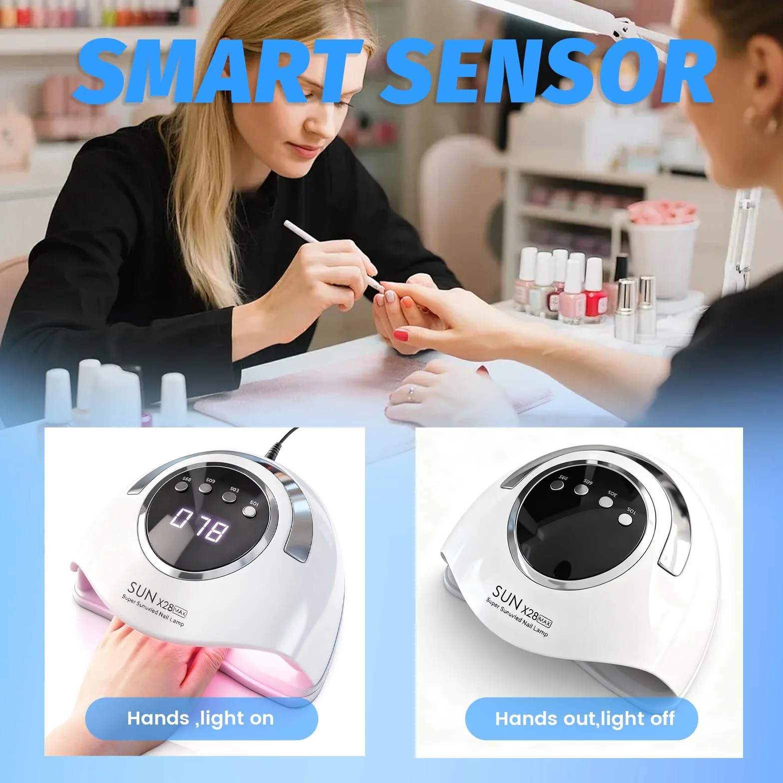 Lampada UV LED 500W 90 LED Sensore Intelligente 4 Timer Asciugatura Rapida Smalto Gel Asciugatore Unghie Professionale Domestico