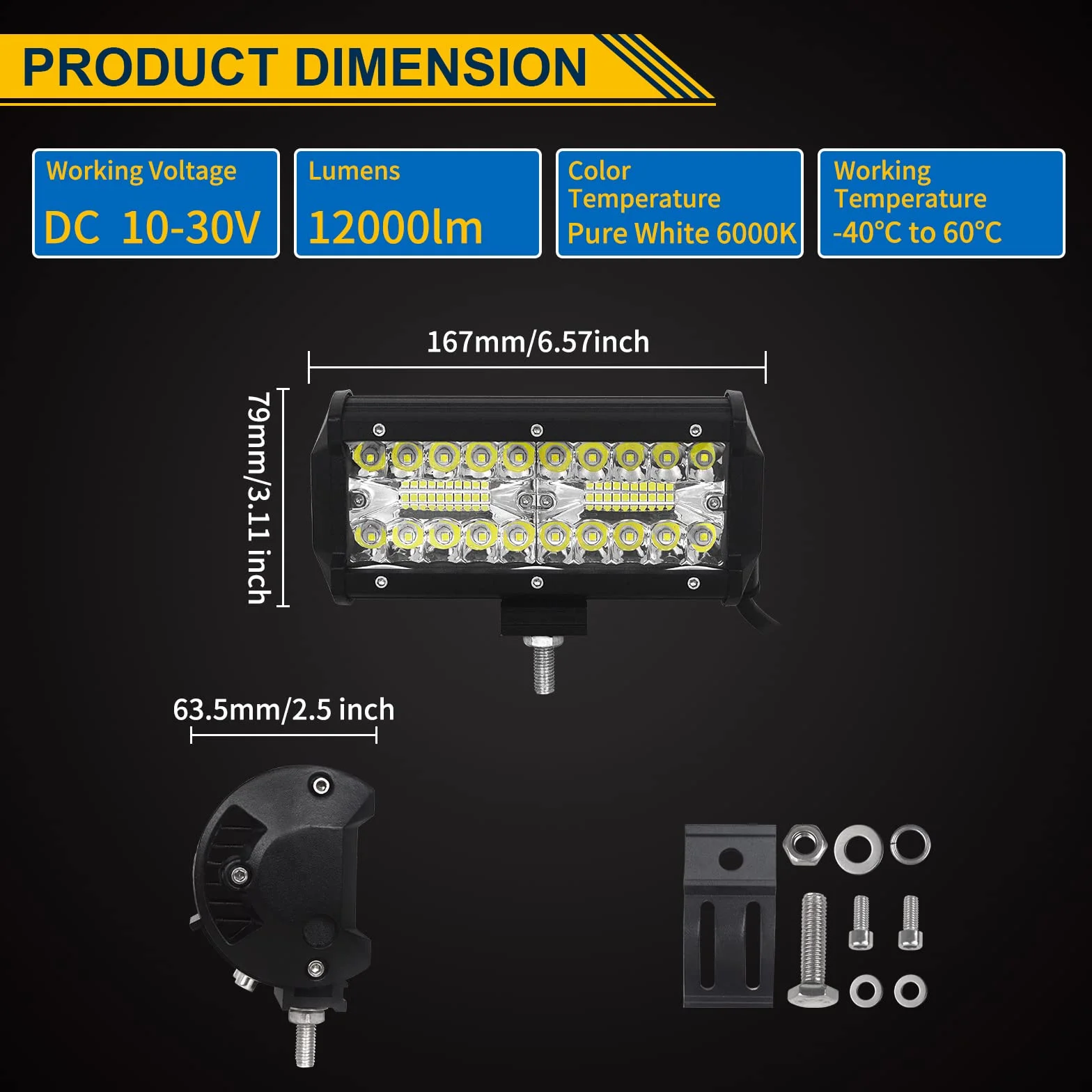SKYWORLD 2 Pcs 7 Pollici 18 cm 120W Faro da Lavoro LED 12V Toggle Cablaggio Kit per 4x4 Moto Auto ATV SUV