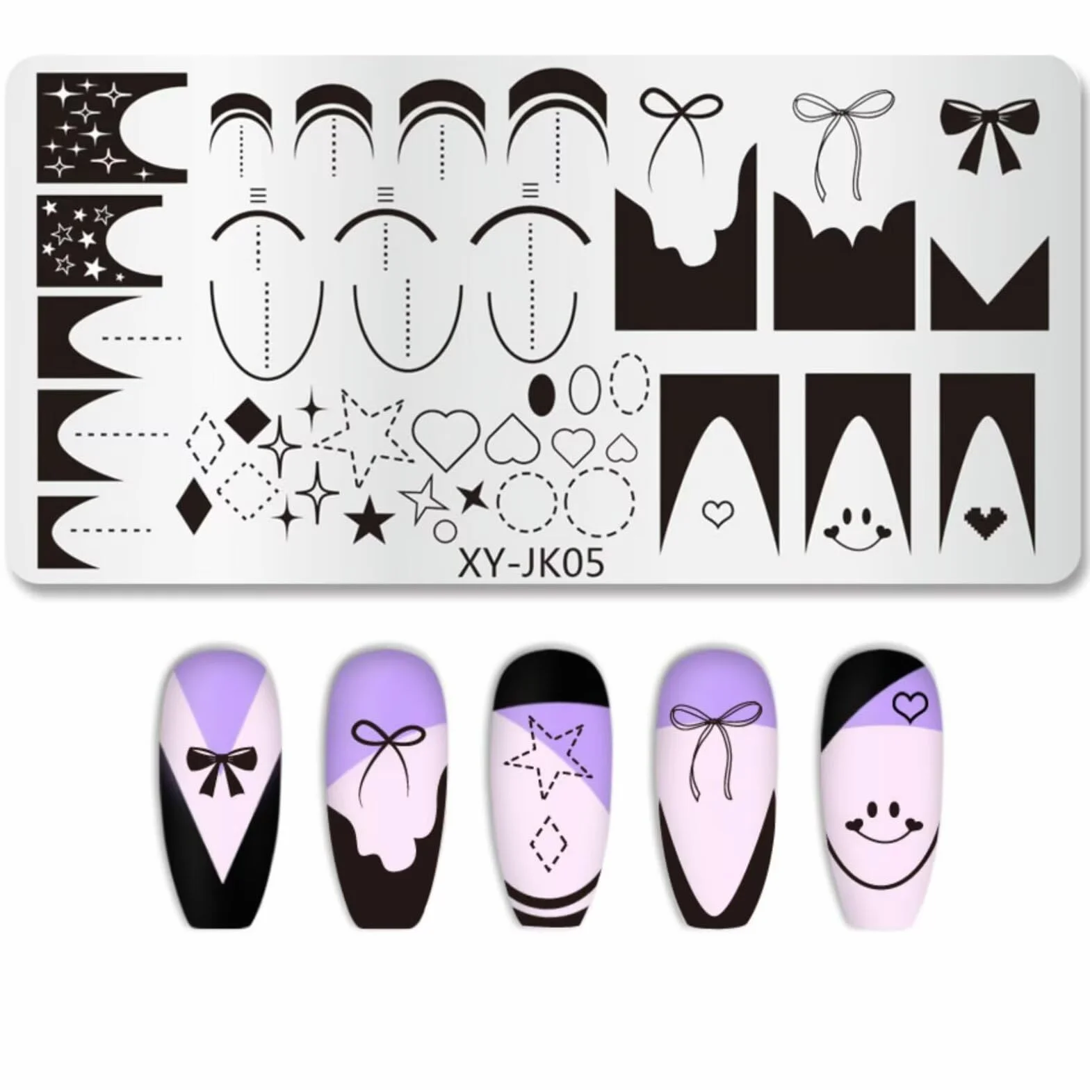 French Line Nail Stamping Plates French Tip Nail Stamp Plate Geometric Wave Strips Nail Art Stamper Stencil Modello di Stampa in Acciaio Inox