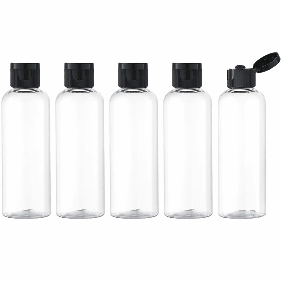 Toureal 100ML Bottiglie Vuoto da Viaggio con Tappo Flip Top (5 Pezz) Flaconi per Cosmetici (Trasparente)