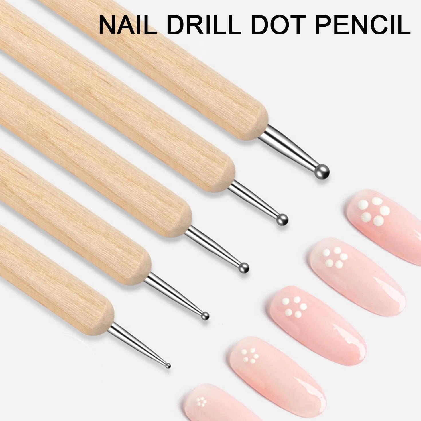 5 Pezzi Penne per Nail Art Attrezzi a Doppia Punta, Pennelli Unghie Doppia Testa, Decorazioni Unghie Penne Dotter
