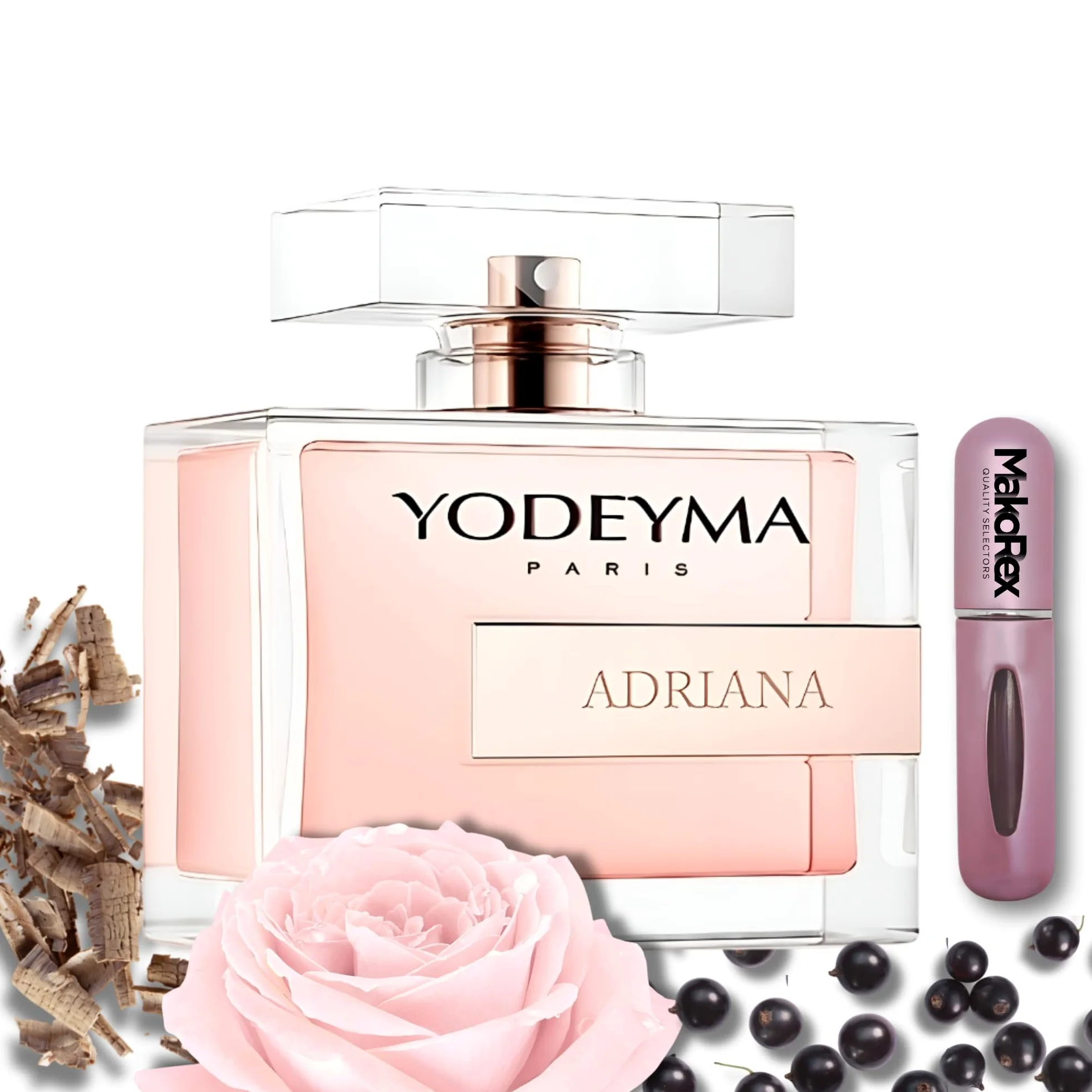 Yo.dey.ma Adriana Profumo Donna Offerta Eau de Parfum 100 ml con Note di Ribes Nero e Rose - Idee Regalo Donna incluso MakoRex Spruzzino Nebulizzatore Portaprofumo da Viaggio Ricaricabile da 5 ml Rosa