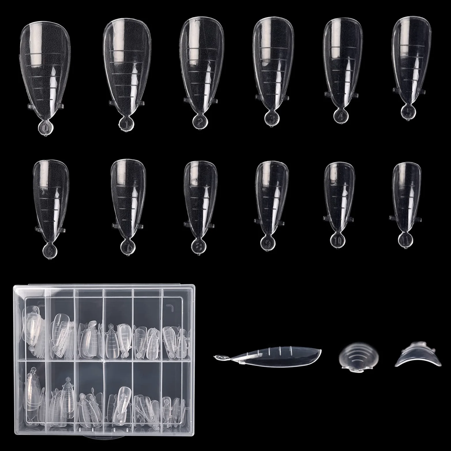120 formine doppie per unghie in gel di estensione per unghie, copertura completa, 12 misure, mandorla trasparente, per gel solido, colla, nail art, design per casa e salone
