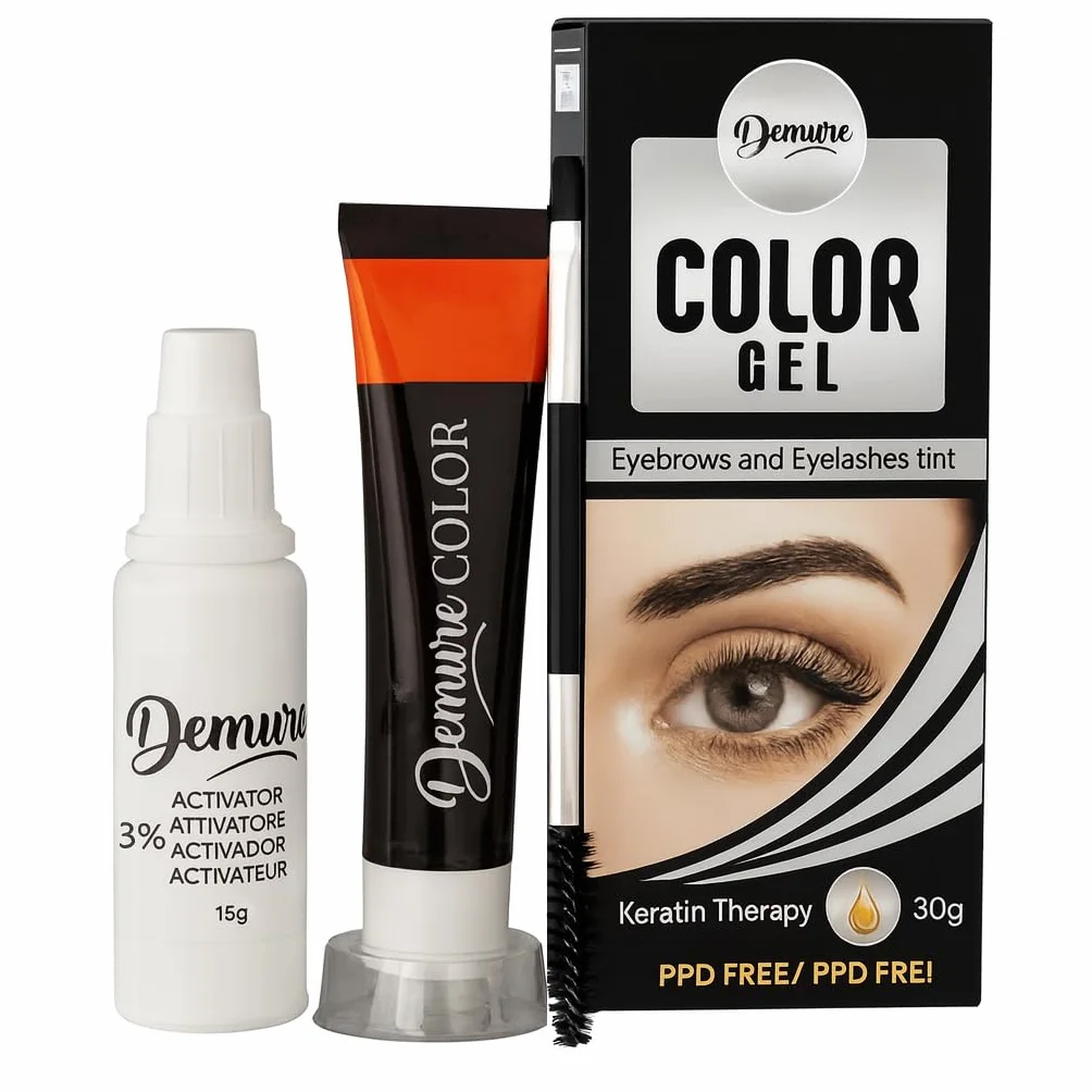 Tinta per Sopracciglia e Сiglia con Сheratina con Cheratina, senza PPD, senza Ammoniaca, 20+ Applicazioni, effetto fino a 4 settimane, Eyelash & Eyebrow Tint Kit (1.0 Nero)