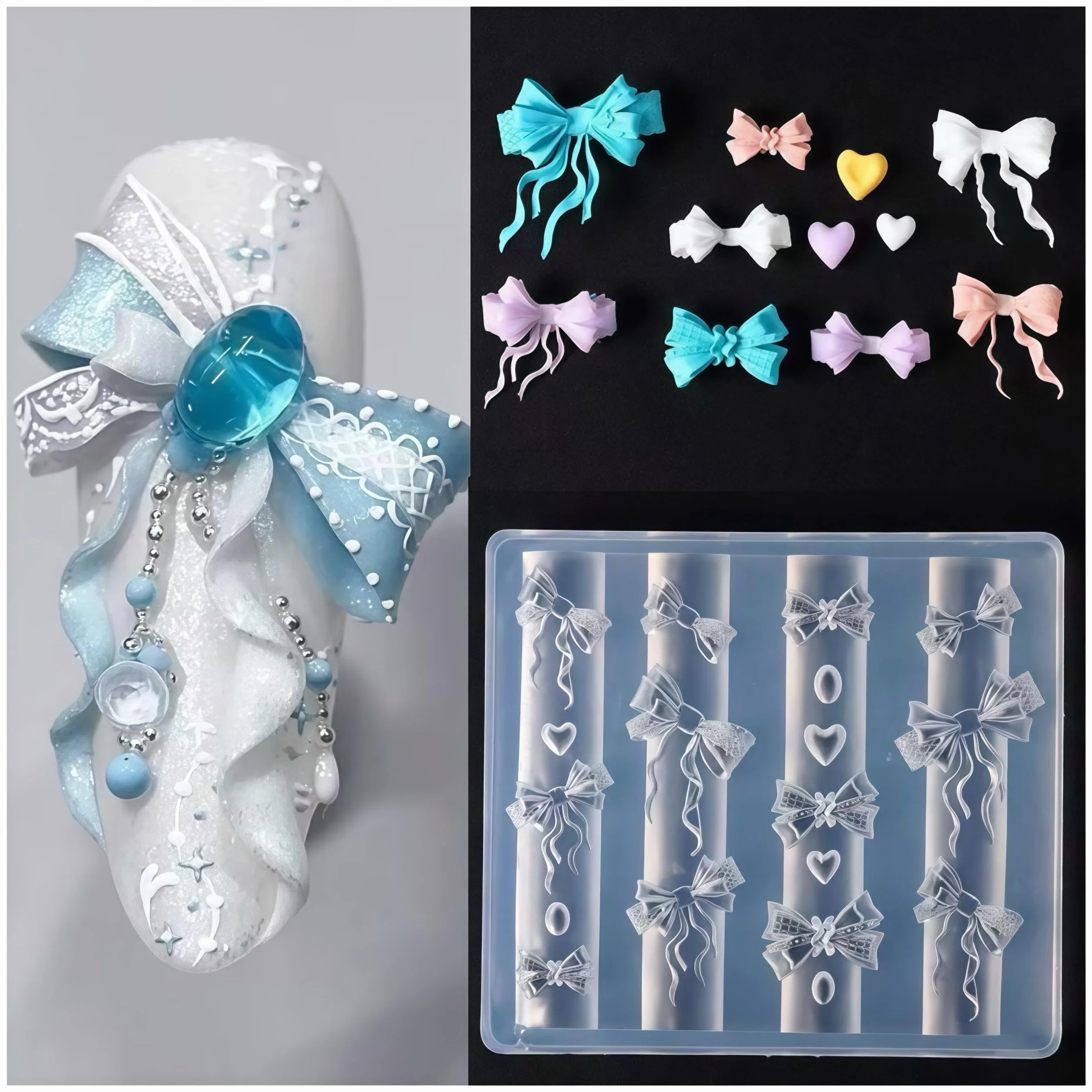 Accessori per Unghie Gel 3D Resina Forme di Rose Strumenti in Seta Fiocchi Farfalle per Nails