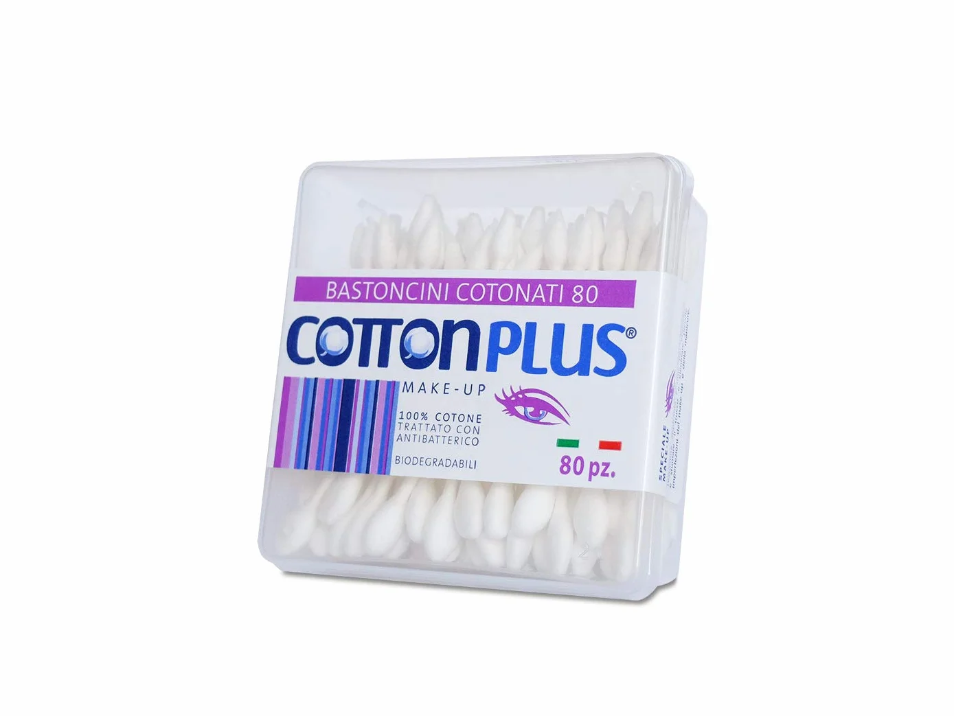 Cotton Plus BASTONCINI COTONATI MAKE-UP 80 pz. - LINEA BEAUTY | COTTON FIOC PER IL MAKE-UP | Due diverse testine, due funzioni.