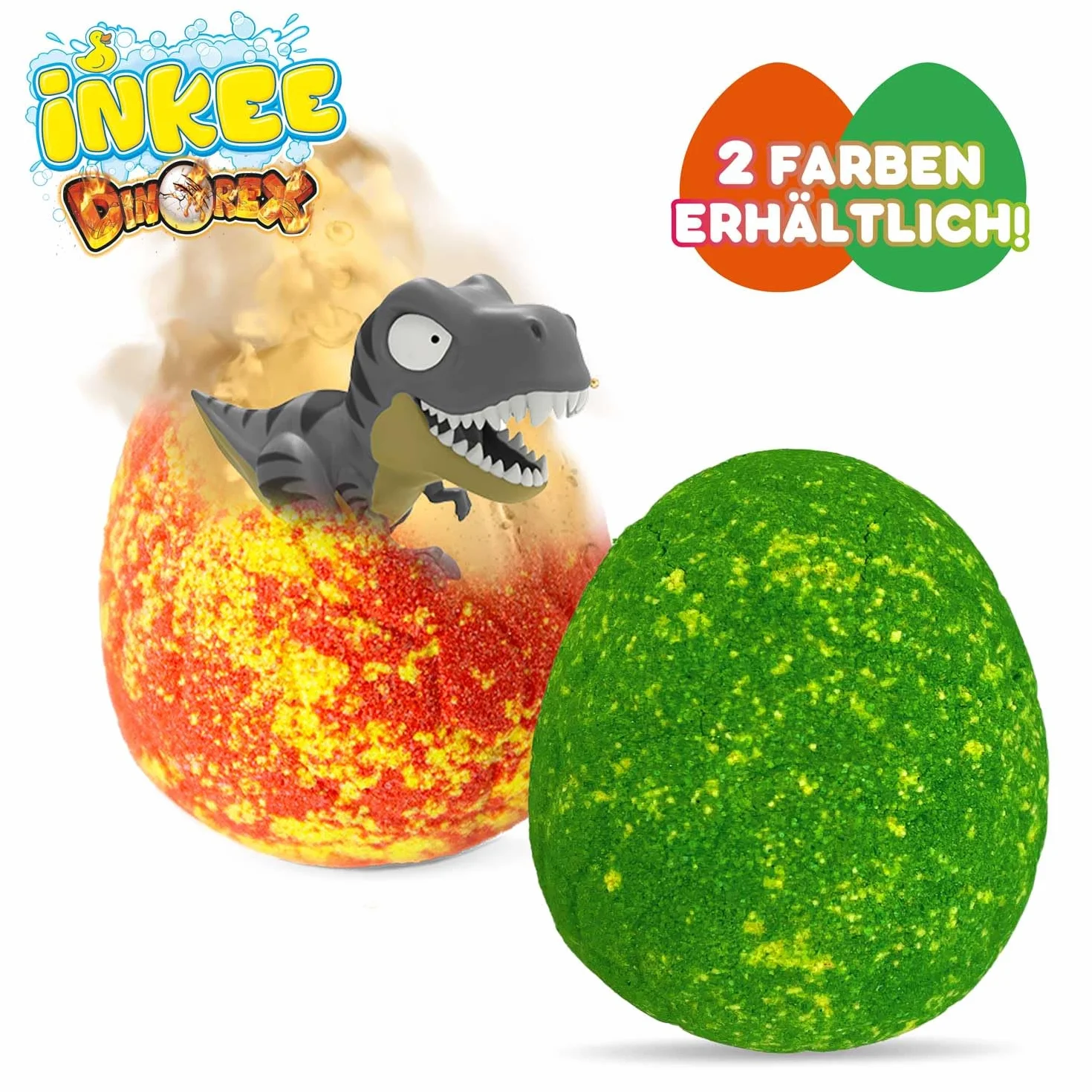 INKEE Bombe da bagno bambini con dinosauro sorpresa, bath bombs 100g profumo pesca e avocado, bombe bagno bambini naturali e idratanti