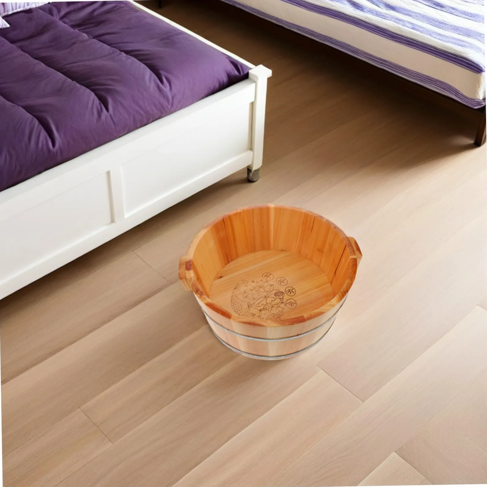 Vasca per Pediluvio Secchio per Bagno ai Piedi Design Profondo in Legno Marrone per Copertura Completa e Conservazione per Uso Domestico