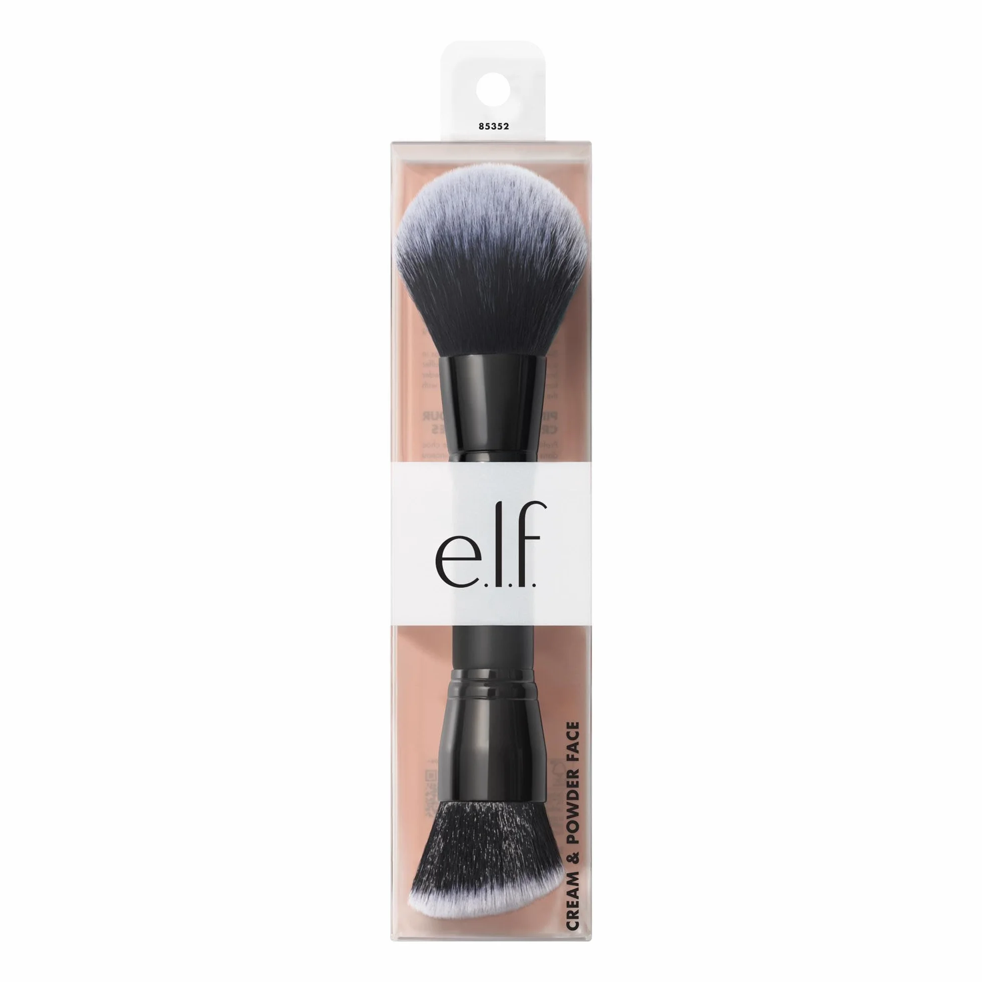 e.l.f. Dual-Ended Cream + Powder Brush, pennello per make-up due in uno, crea uno splendido effetto aerografo, prodotto vegano e non testato sugli animali