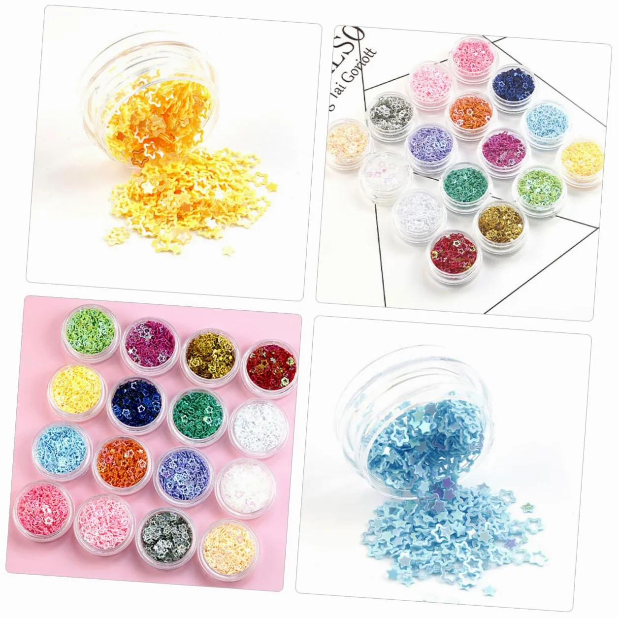 Healeved 32 Scatole glitter stella a cinque punte gel unghie primer unghie glitter per unghie glitter per il corpo glitter per il viso glitter per il trucco scintillio festivo paillettes
