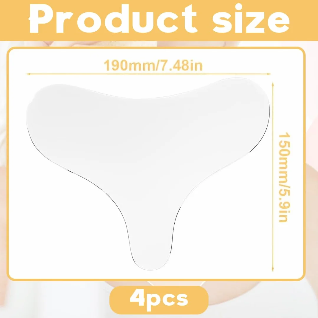 4 Pezzi Cerotti Antirughe in Silicone Trasparente per Collo, Décolleté e Petto – Patch Riutilizzabile Notturna per Donna e Ragazza, Cuscinetto Antietà per Prevenzione Rughe e Lift Cutaneo