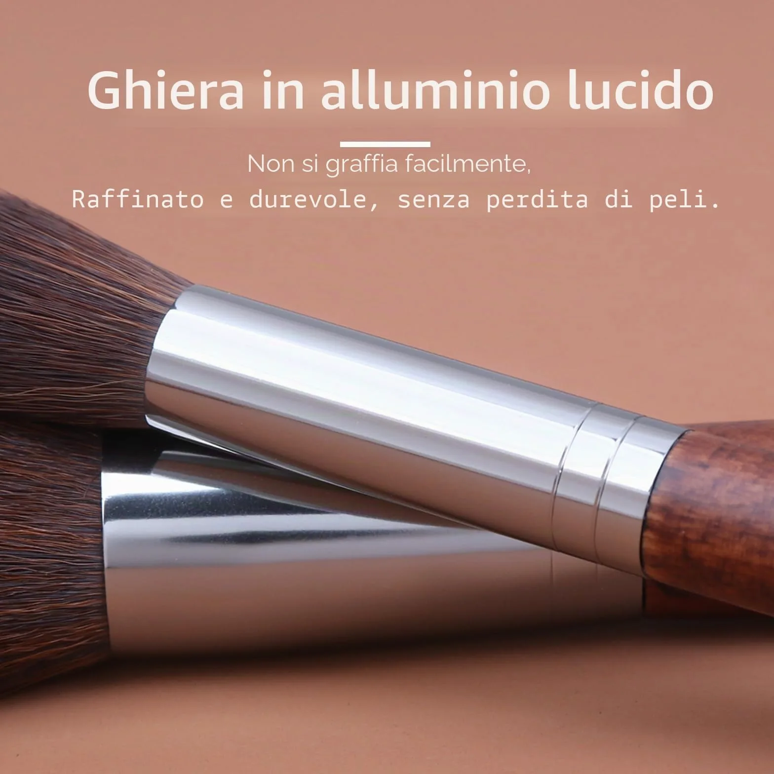 ENZO KEN - Set di pennelli professionali per trucco, con crini di cavallo naturali, con custodia, lussuosi, in legno, pennelli da trucco con setole naturali