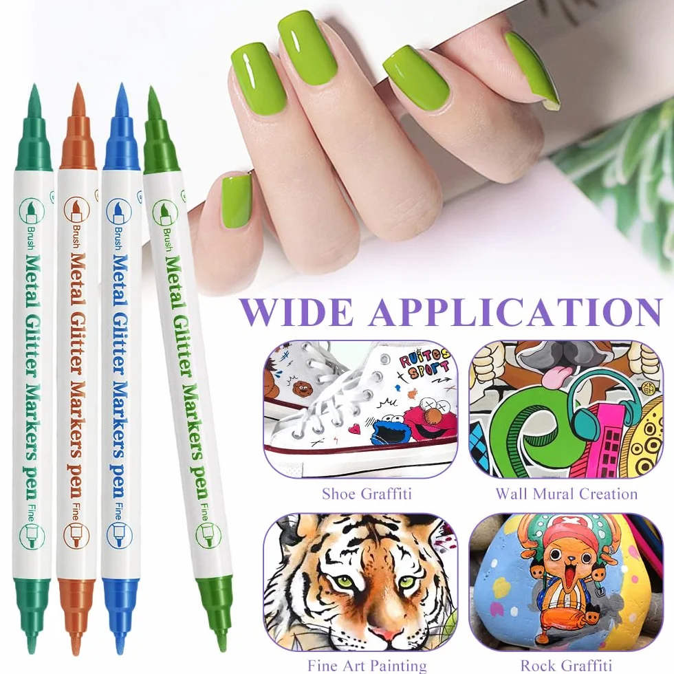 10 colori Penne Per Nail Art Punta, 3D Nail Art Pen, Adatto per il design di nail art fai-da-te, per dipingere e per l'artigianato